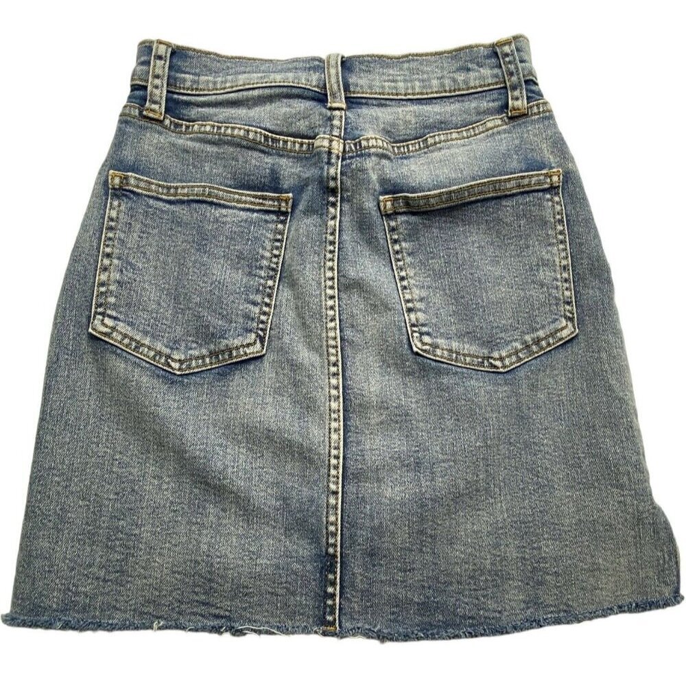 Wilfred Free Tanit Denim Mini Skirt Frayed Step Hem Size 0 Blue Hb-17 — image 3 of 8